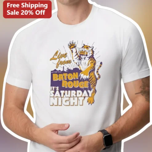 Live from Baton Rouge It's Saturday Night Tee Vintage LSU Tiger Graphic Shirt