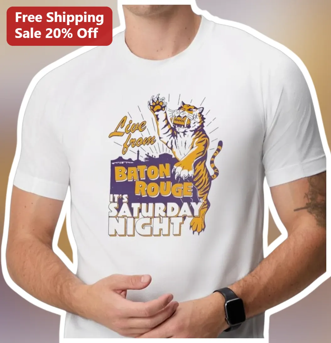 Live from Baton Rouge It's Saturday Night Tee Vintage LSU Tiger Graphic Shirt