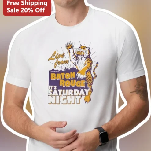 Live from Baton Rouge It's Saturday Night Vintage LSU Tigers Football Graphic Tee