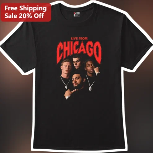 Live From Chicago Tee NFL Football Fan Gear Black Cotton Shirt