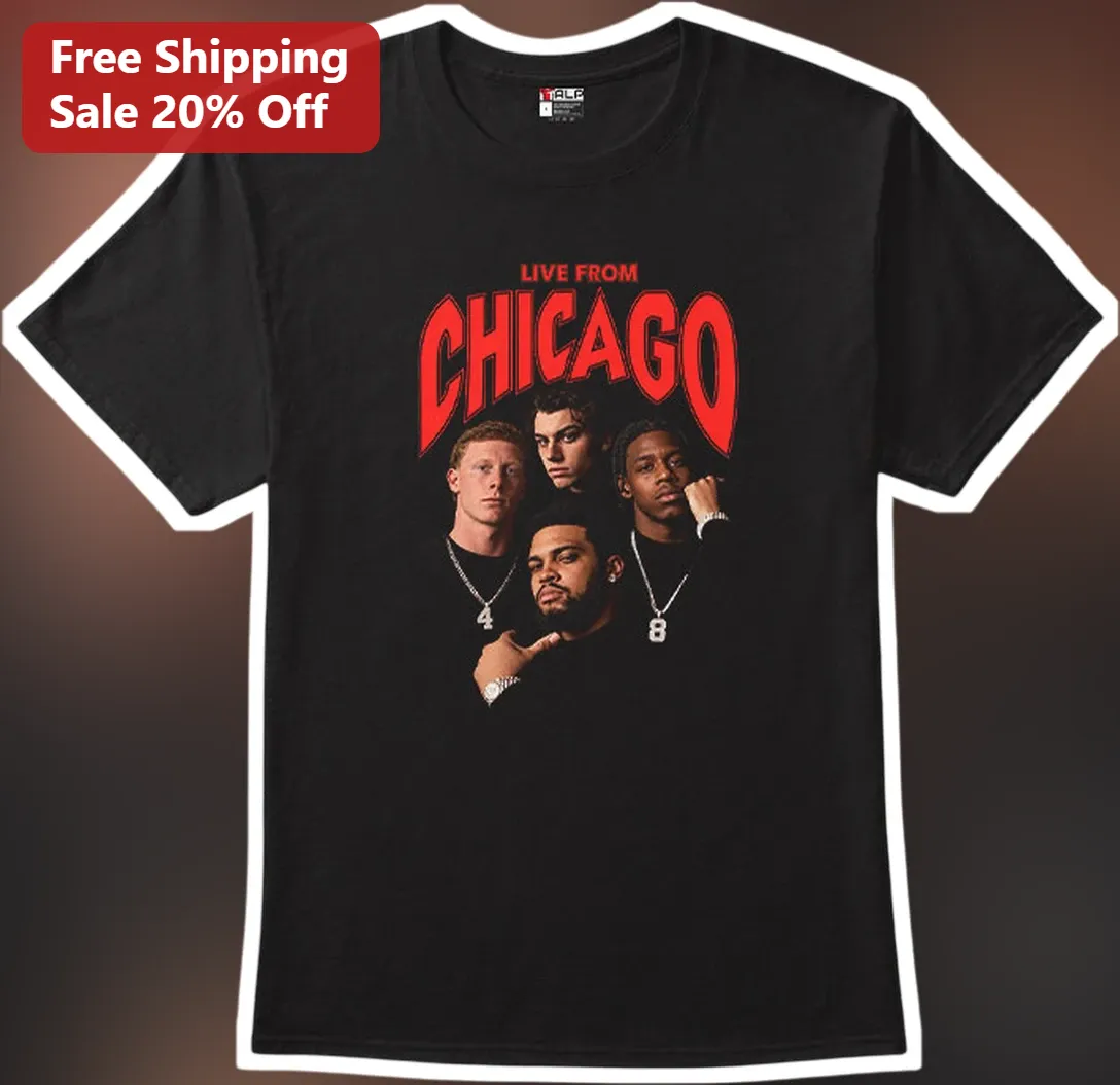 Live From Chicago Tee NFL Football Fan Gear Black Cotton Shirt