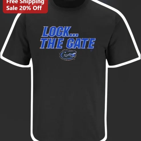 Lock The Gate Florida Gators Fan Tee Collegiate Alligator Graphic Shirt