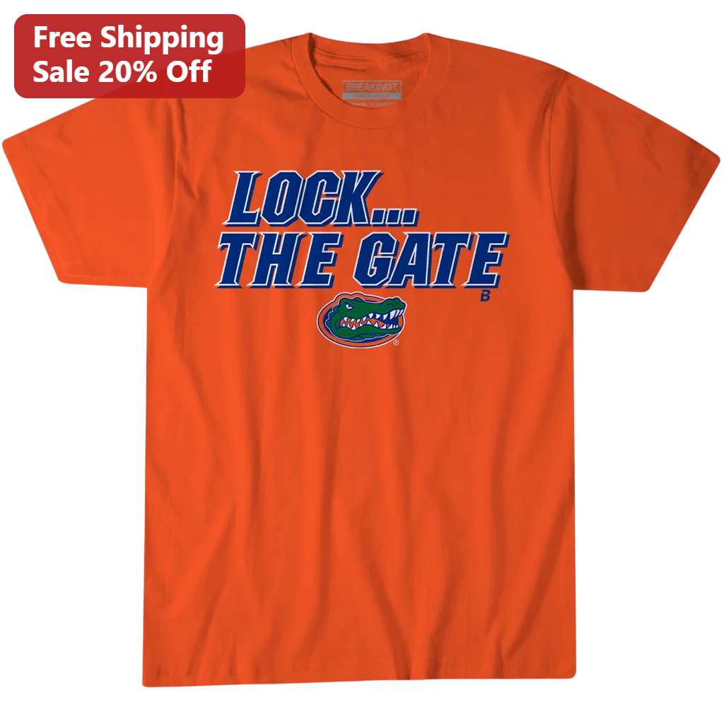 Lock The Gate Florida Gators Tee College Football Game Day Graphic T-Shirt for Sports Fans