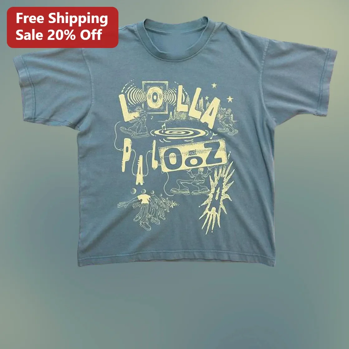 Lollapalooza Vintage Music Festival Graphic Tee Retro 90s Grunge Style Unisex Cotton Shirt