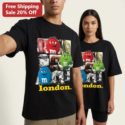 London Tee M&M's Characters Big Ben Telephone Booth Travel Souvenir Shirt Gift for Men Women
