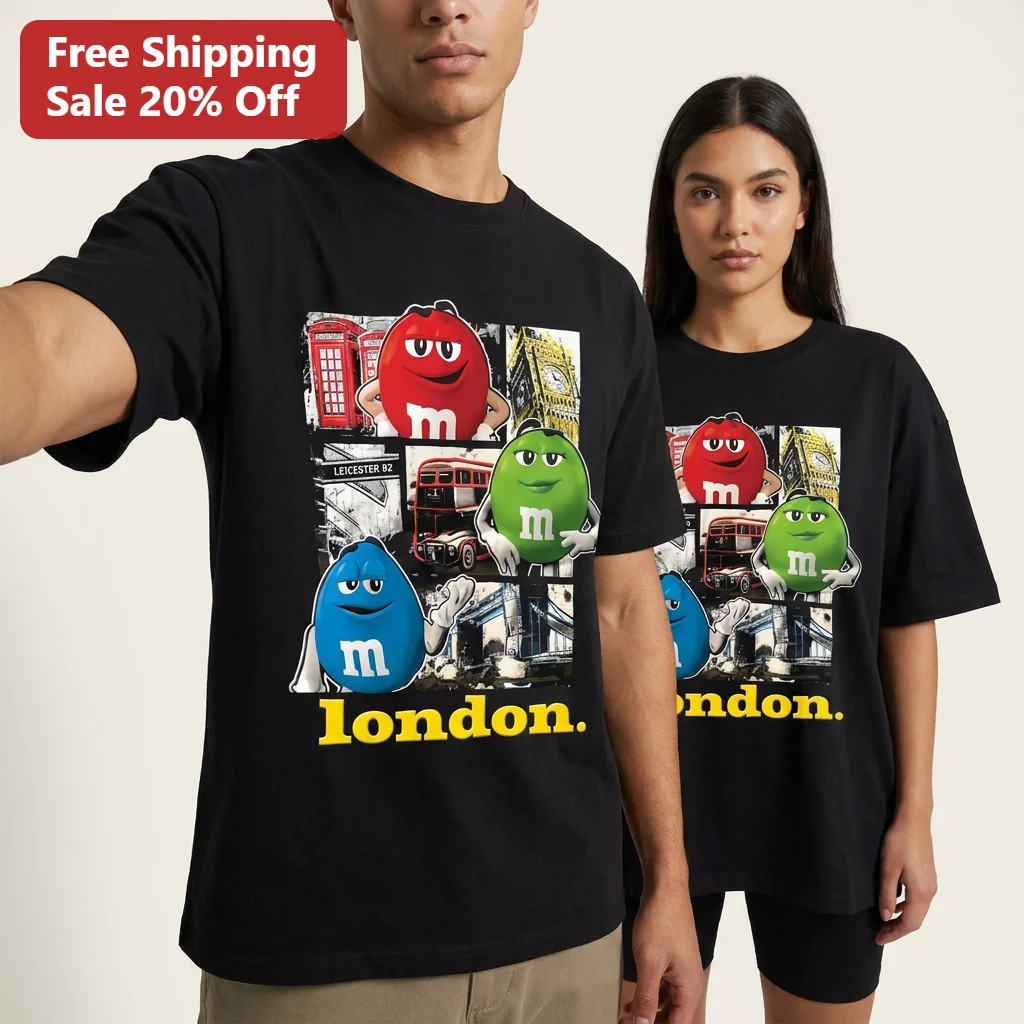 London Tee M&M's Characters Big Ben Telephone Booth Travel Souvenir Shirt Gift for Men Women