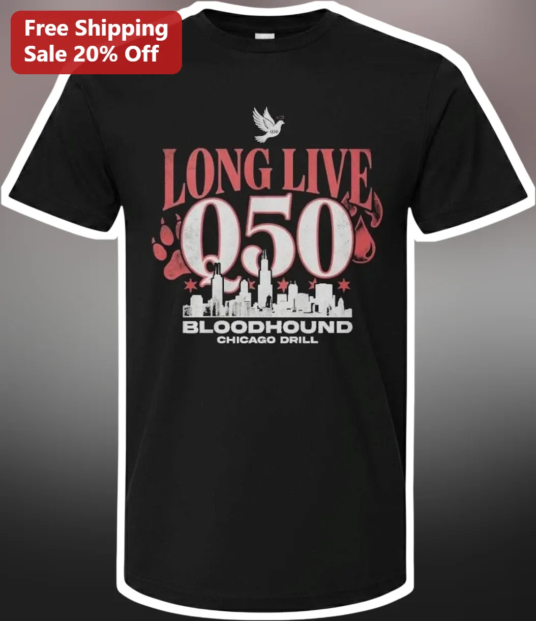 Long Live Q50 BloodHound Chicago Drill Tee King Von Fan Gift