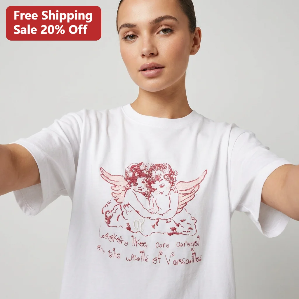 Lookin Like an Angel on the Walls of Versailles Tee, Cherub Rococo Graphic Shirt, Renaissance Aesthetic Gift for Her