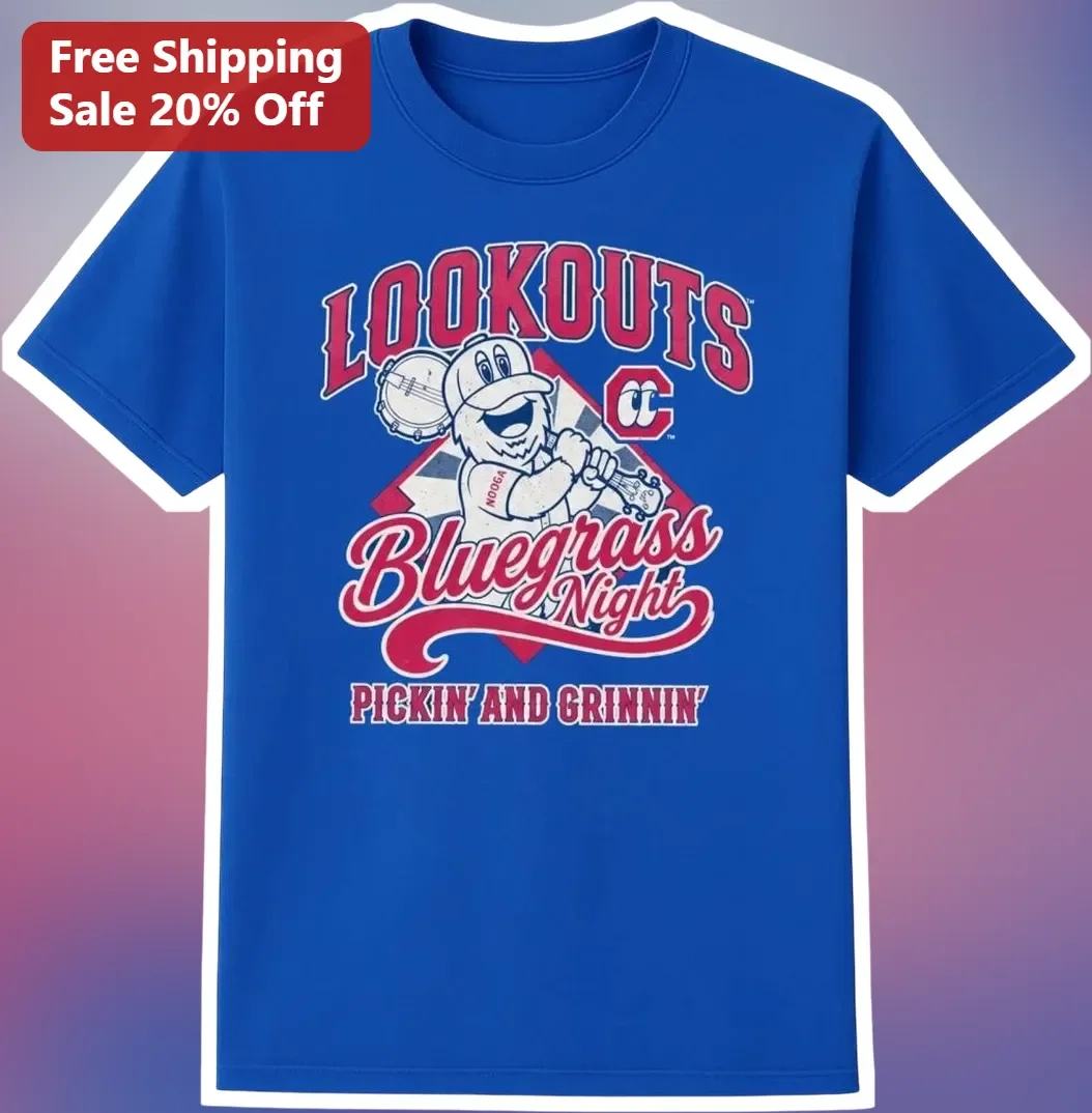 LOOKOUTS Bluegrass Night Pickin' And Grinnin' Tee Georgia Lookouts Banjo Graphic Shirt