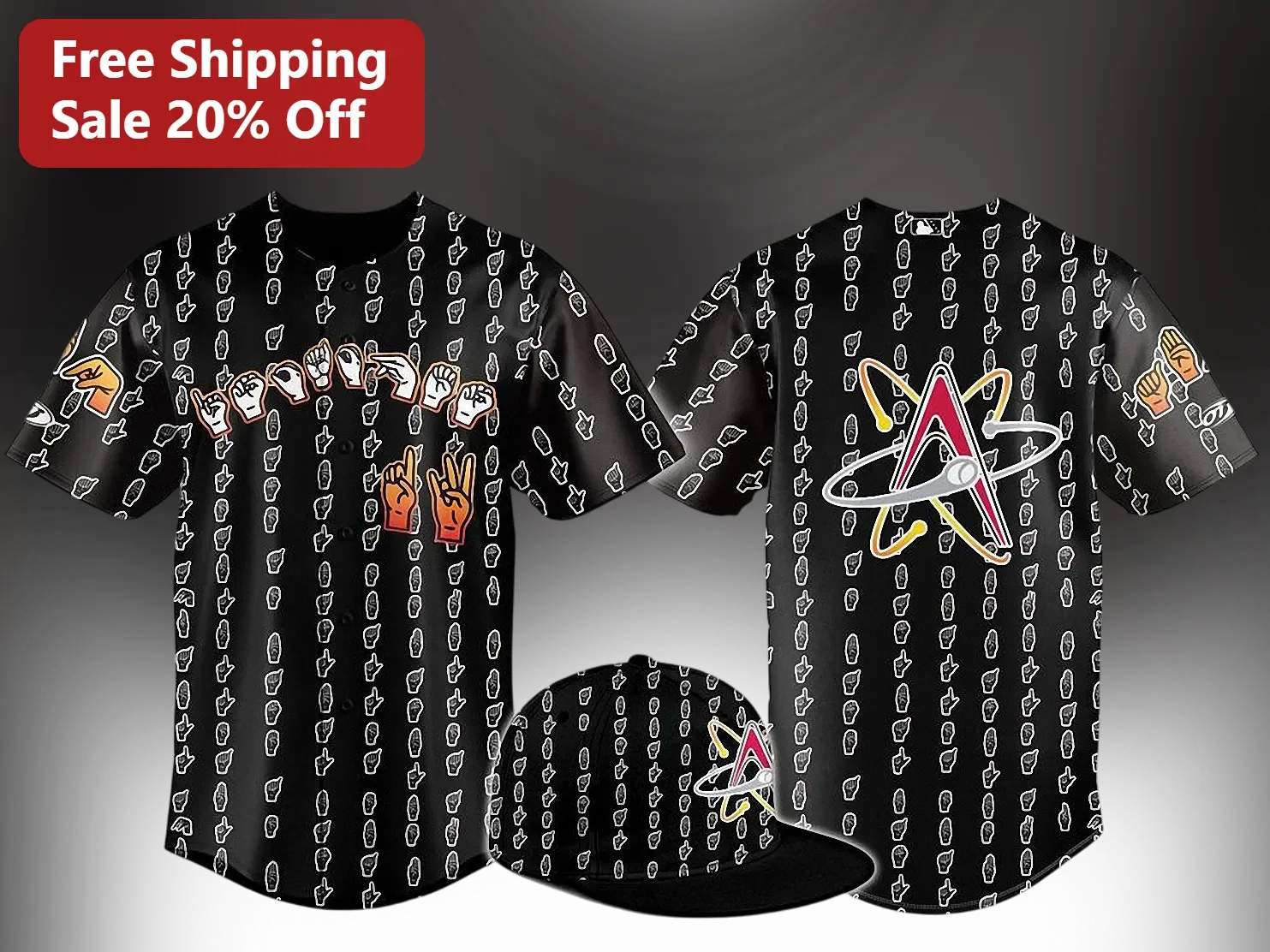 Los Angeles Angels ASL Jersey Black Baseball Shirt with Sign Language Hands and Halo Design