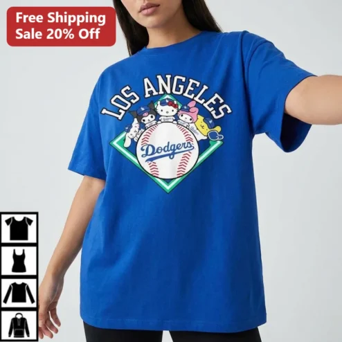 Los Angeles Dodgers Tee Hello Kitty And Friends Sanrio Baseball Shirt, Kawaii Kuromi My Melody Fan Gift