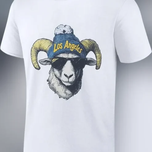 Los Angeles Tee Funny Ram Sunglasses Beanie Graphic T-Shirt NFL Fan Gift