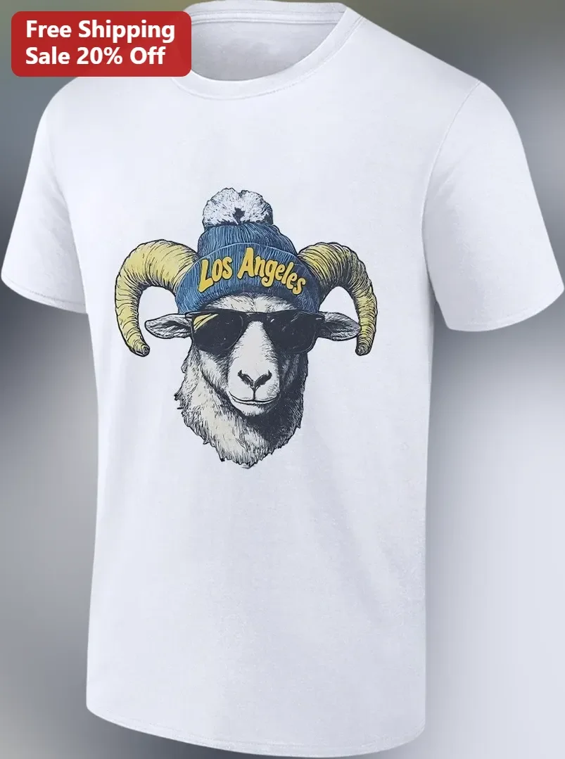 Los Angeles Tee Funny Ram Sunglasses Beanie Graphic T-Shirt NFL Fan Gift