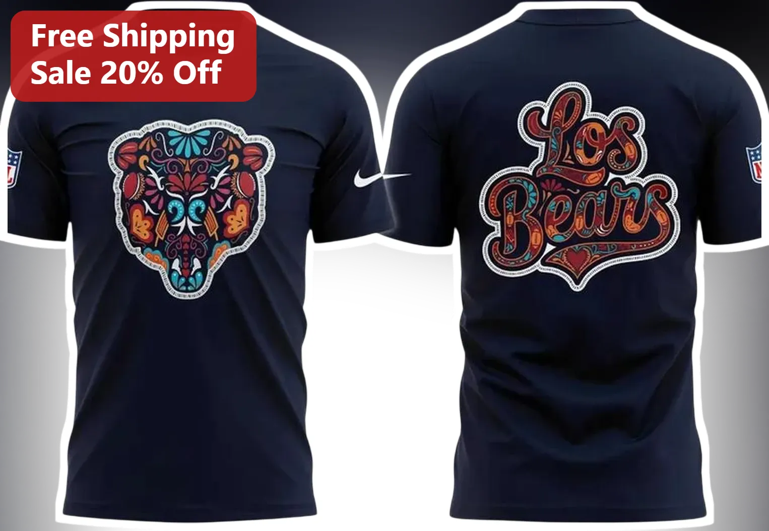 Los Bears Tee Chicago Bears Vintage Folk Art Graphic T-Shirt for Men Women NFL Football Fan Gift