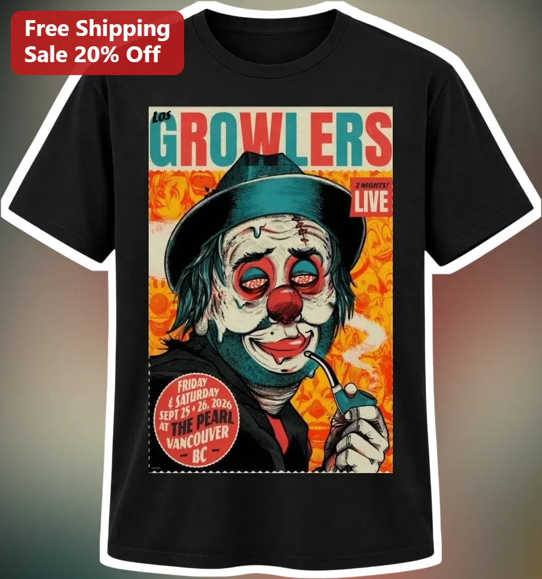 Los Growlers 2 Nights Live Joker Vintage Rock Poster Graphic Tee