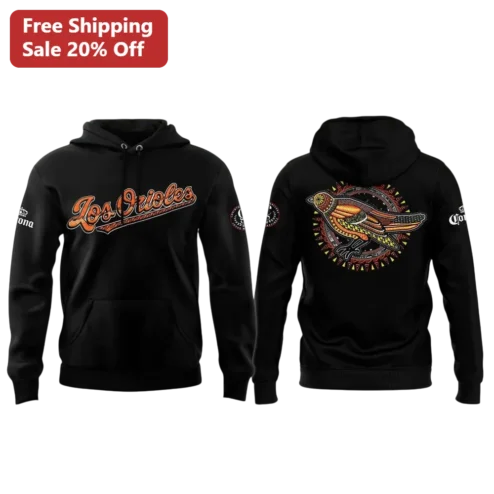 Los Orioles Hoodie Black Tribal Bird Graphic Pullover Baseball Fan Apparel
