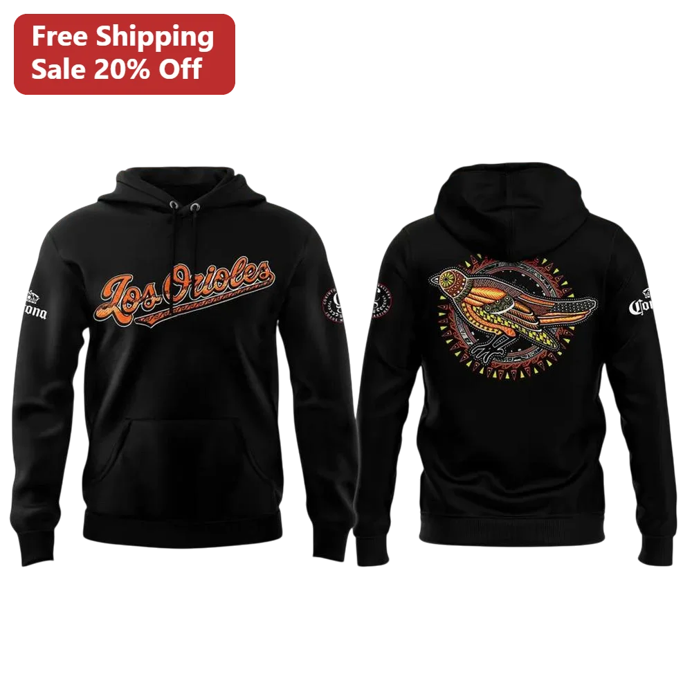Los Orioles Hoodie Black Tribal Bird Graphic Pullover Baseball Fan Apparel
