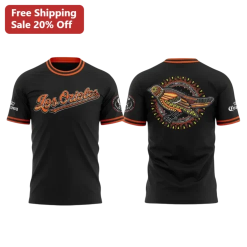 Los Orioles Tee Hispanic Heritage Baseball Fan Vintage Tribal Bird Graphic T-Shirt