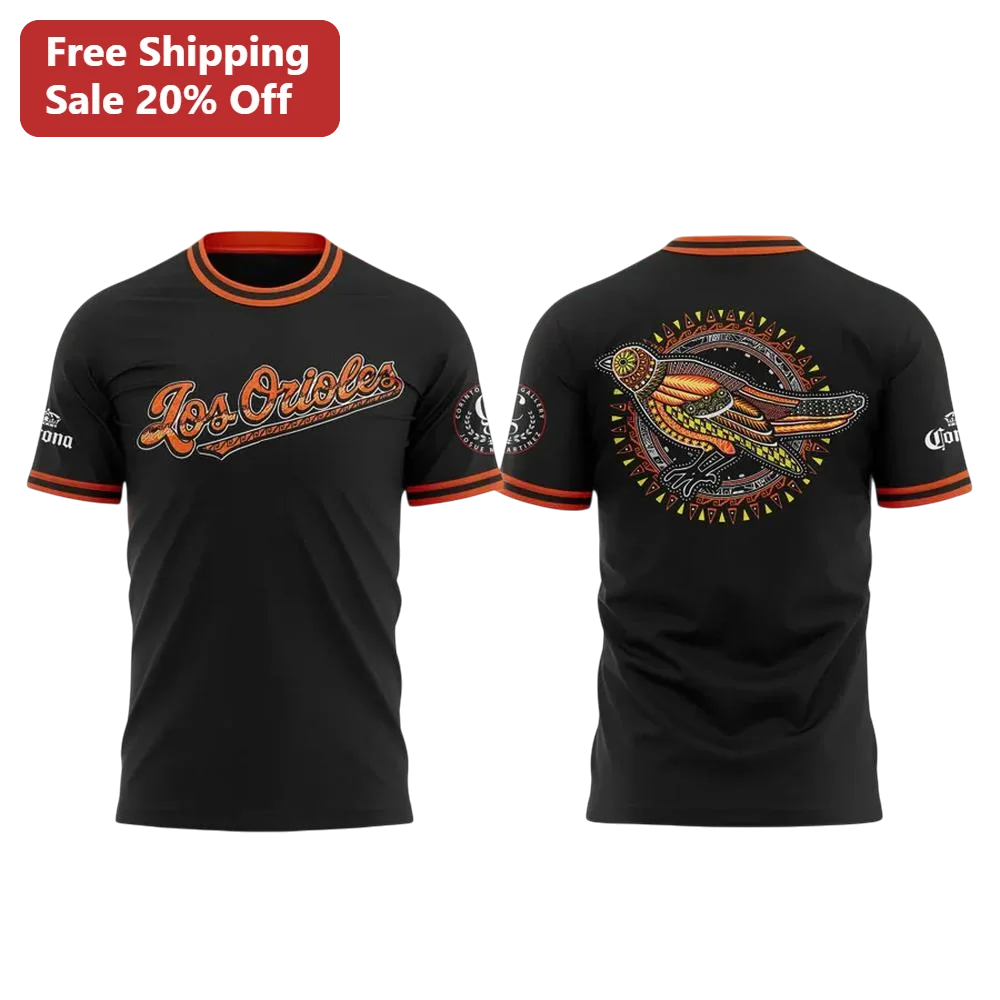Los Orioles Tee Hispanic Heritage Baseball Fan Vintage Tribal Bird Graphic T-Shirt