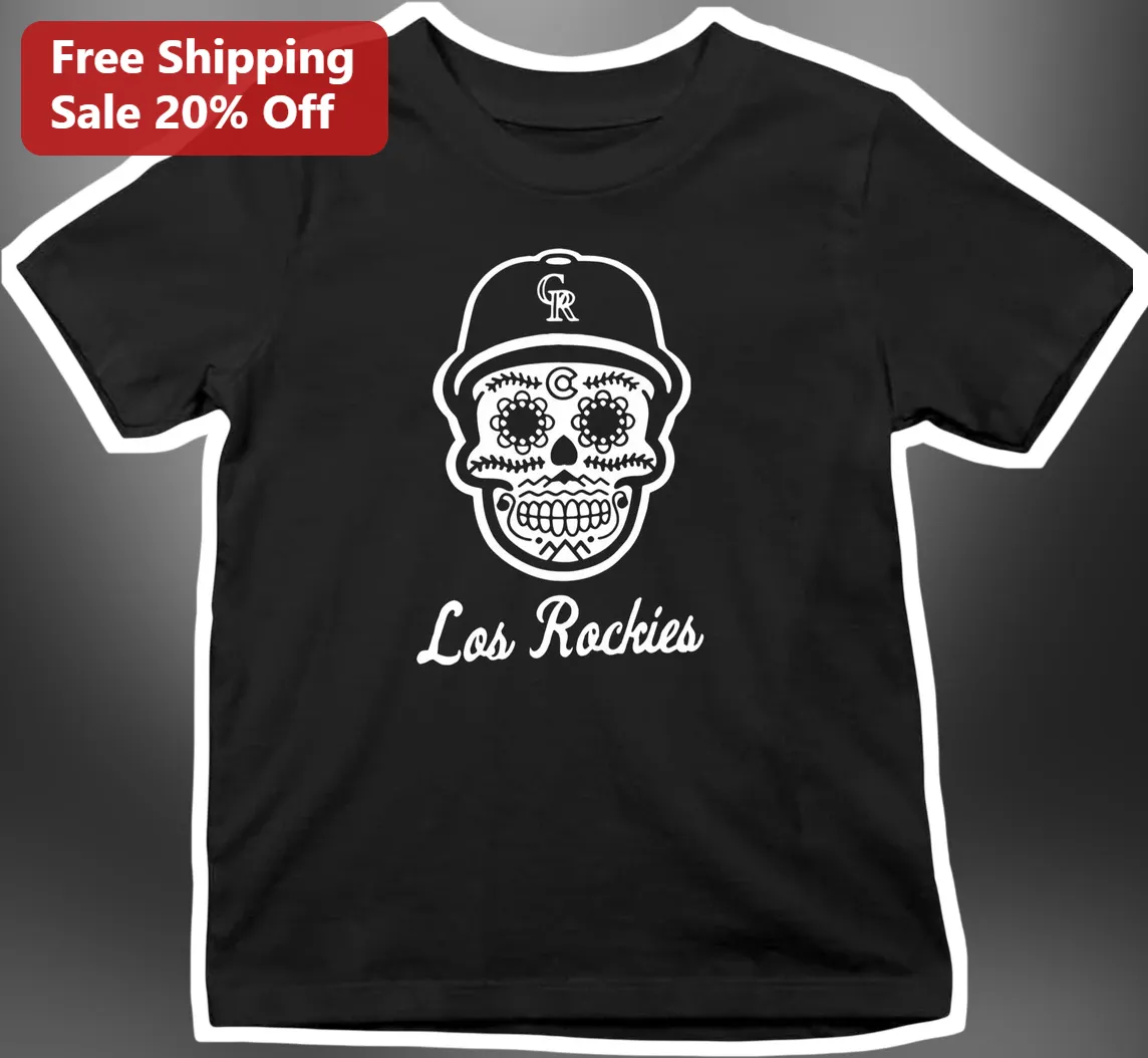 Los Rockies Tee Colorado Rockies Baseball Sugar Skull Dia De Los Muertos Graphic T-Shirt