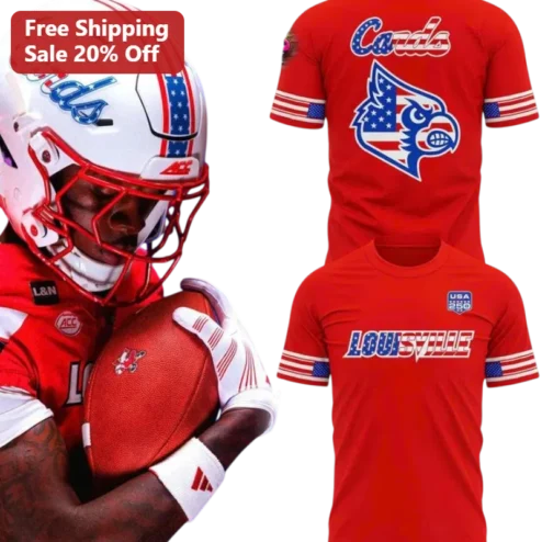 Louisville Cardinals Patriotic Flag Tee Game Day Fan Gear Apparel