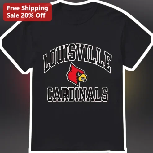 Louisville Cardinals Vintage Collegiate Logo Tee Black Cotton Fan Gear