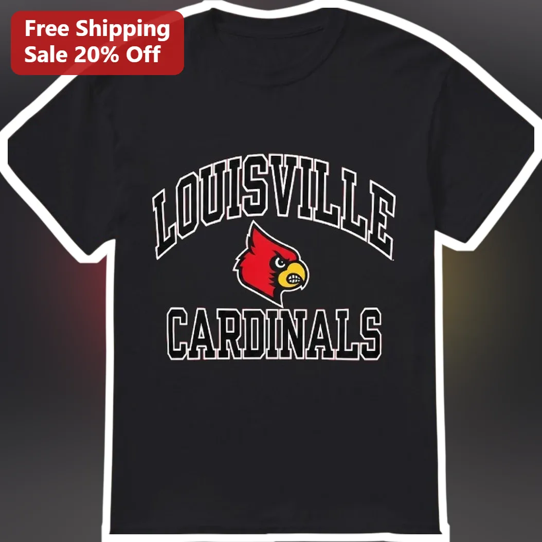 Louisville Cardinals Vintage Collegiate Logo Tee Black Cotton Fan Gear