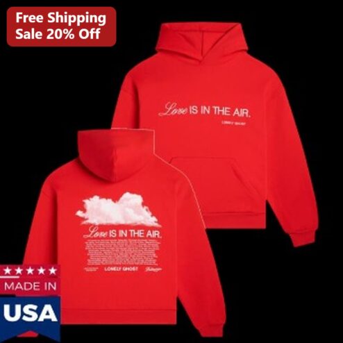 Love Is in the Air Hoodie Romantic Streetwear Graphic Hooded Sweatshirt Gift for Couples