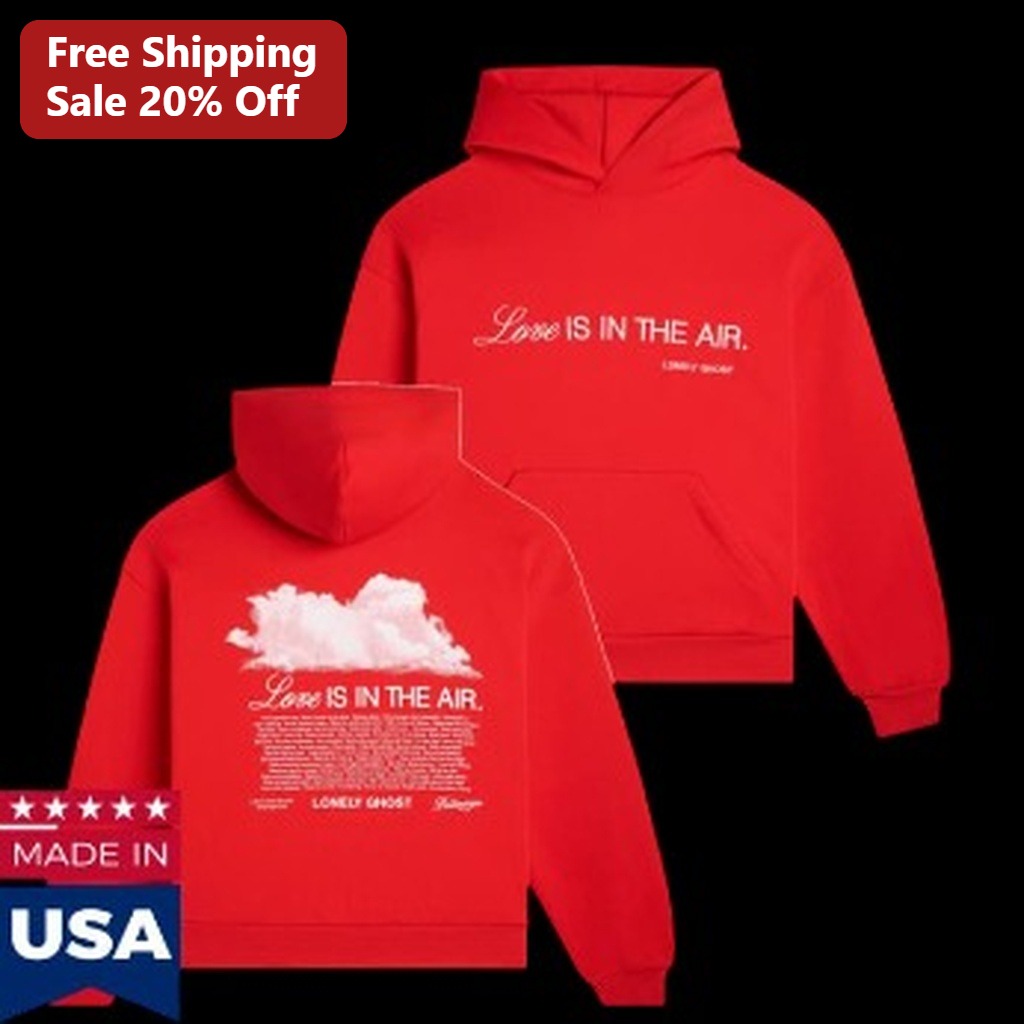 Love Is in the Air Hoodie Romantic Streetwear Graphic Hooded Sweatshirt Gift for Couples