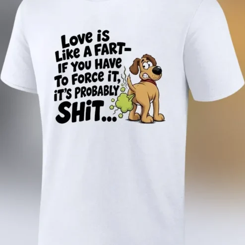Love is Like A Fart Funny Dog Graphic Tee Sarcastic Relationship Gift