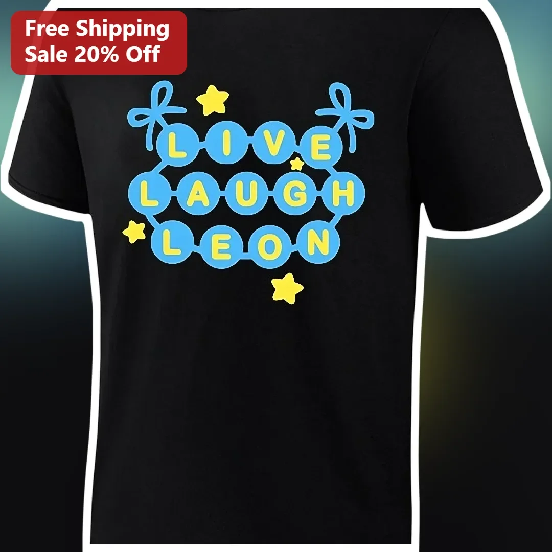 Love Laugh Leon Tee Cute Bubble Letter Graphic Shirt Gift for Women Men