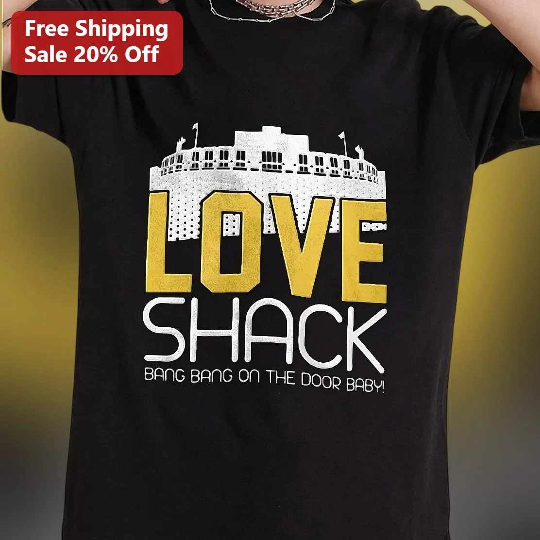 Love Shack Bang Bang On The Door Baby Graphic Tee Retro B-52s Music Shirt
