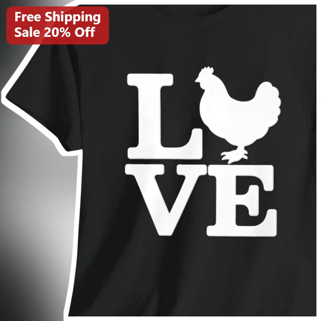 LOVE Tee Chicken Hen Silhouette Graphic T-Shirt for Poultry Lovers