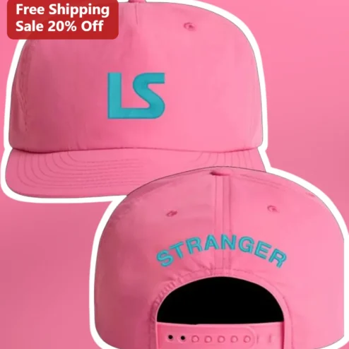 LS STRANGER Snapback Hat Pink Washed Cotton Teal Embroidery Streetwear Cap