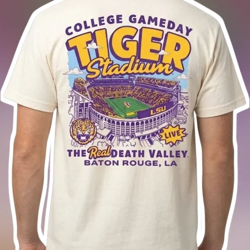 LSU Tiger Stadium Death Valley Tee College GameDay Baton Rouge LA Vintage Graphic Shirt