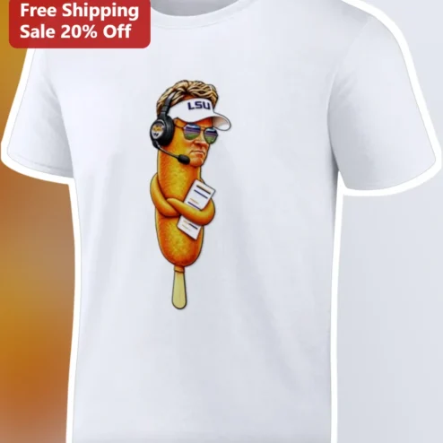 LSU Tigers Brian Kelly Funny Corn Dog Graphic Tee College Football Fan Gift