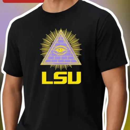 LSU Tigers Eye of Providence Vintage Graphic Tee Black College Football Apparel