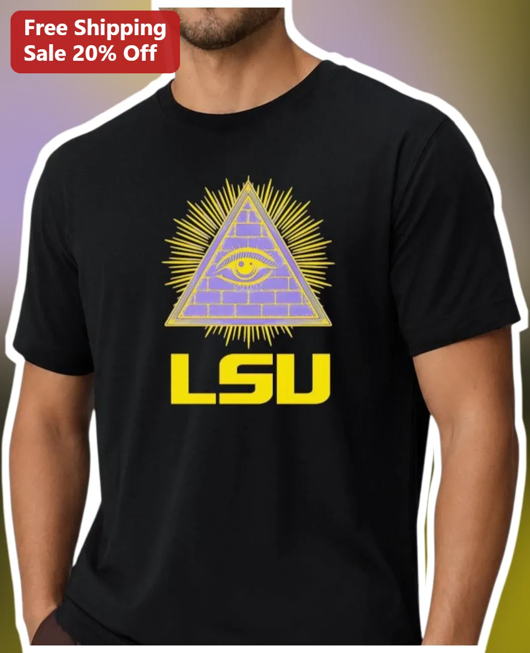 LSU Tigers Eye of Providence Vintage Graphic Tee Black College Football Apparel