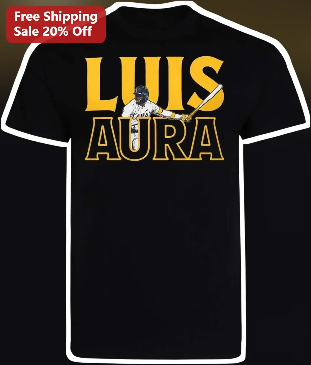 Luis Lara Luis Aura Baseball Player Swinging Bat Graphic Tee Milwaukee Vintage Style