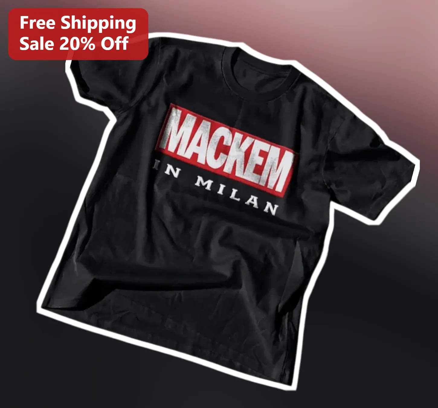Mackem In Milan Tee Sunderland Football Fans Retro AC Milan Style Graphic T-Shirt