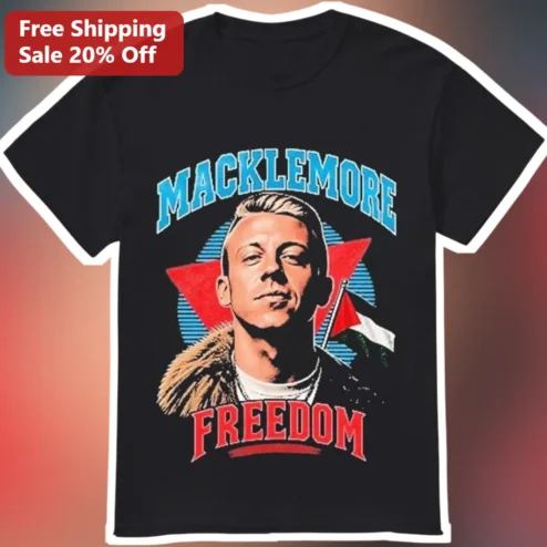 Macklemore Freedom Tee Mac Miller Portrait Palestinian Flag Graphic T-Shirt