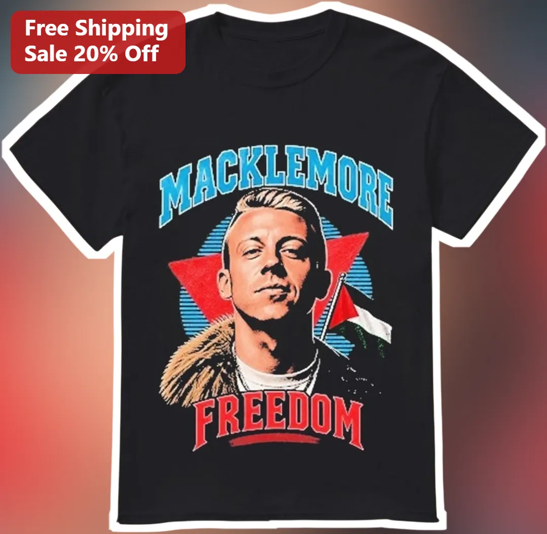 Macklemore Freedom Tee Mac Miller Portrait Palestinian Flag Graphic T-Shirt