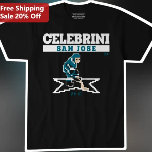 Macklin Celebrini San Jose Sharks Pixel Art Hockey Player Tee