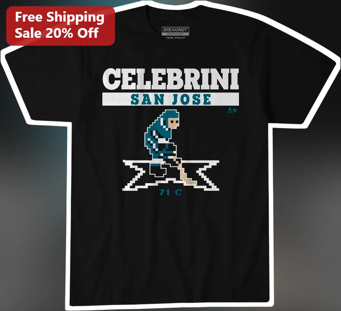Macklin Celebrini San Jose Sharks Pixel Art Hockey Player Tee