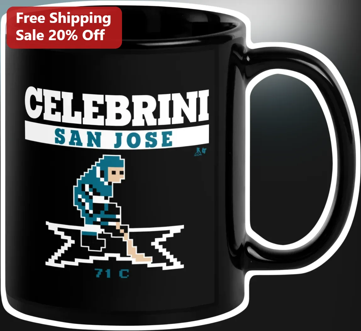 Macklin Celebrini San Jose Sharks Retro Pixel Art Hockey Mug