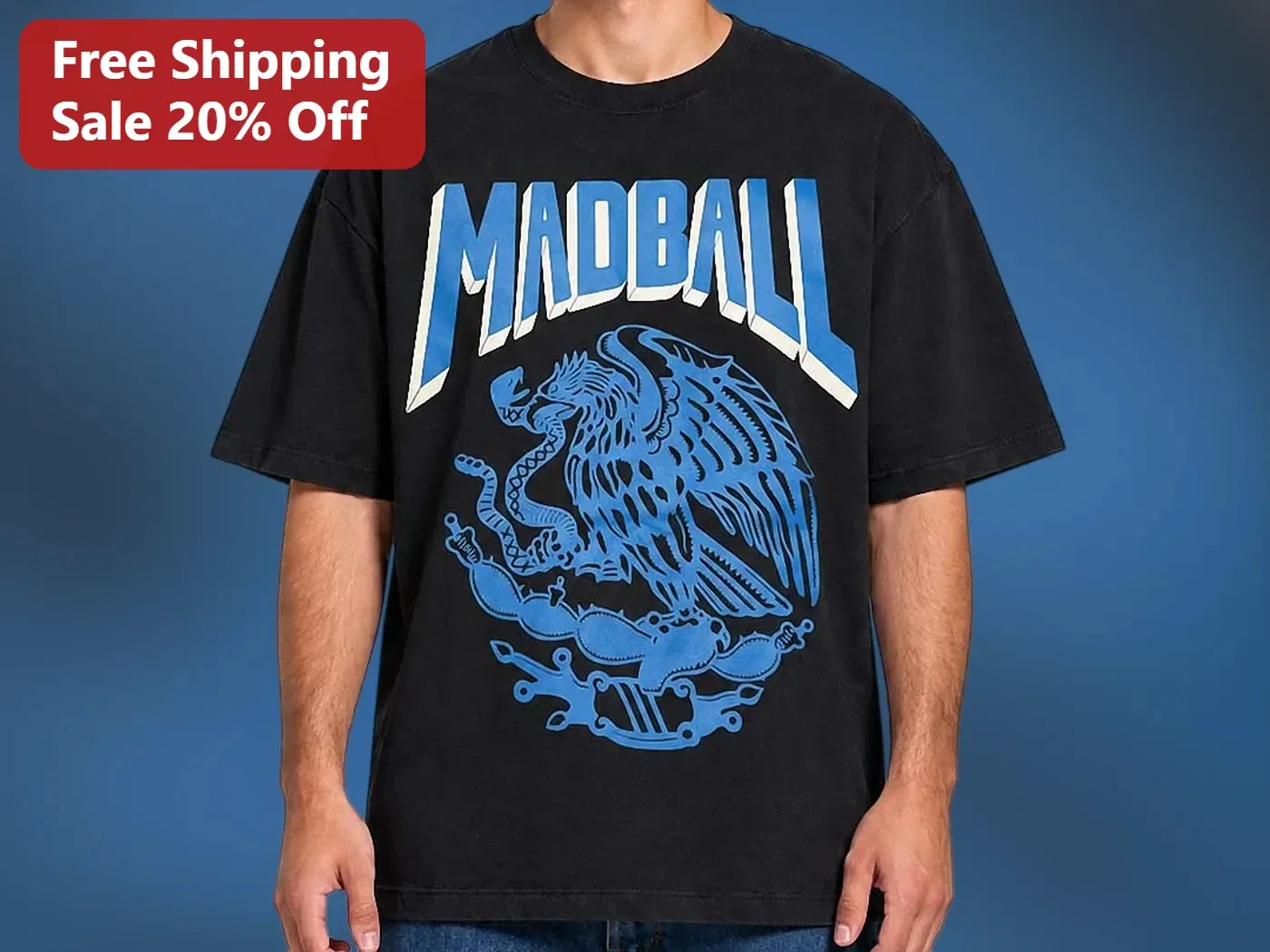 MADBALL Tee NYHC Punk Rock Eagle Graphic Black T-Shirt for Men Women