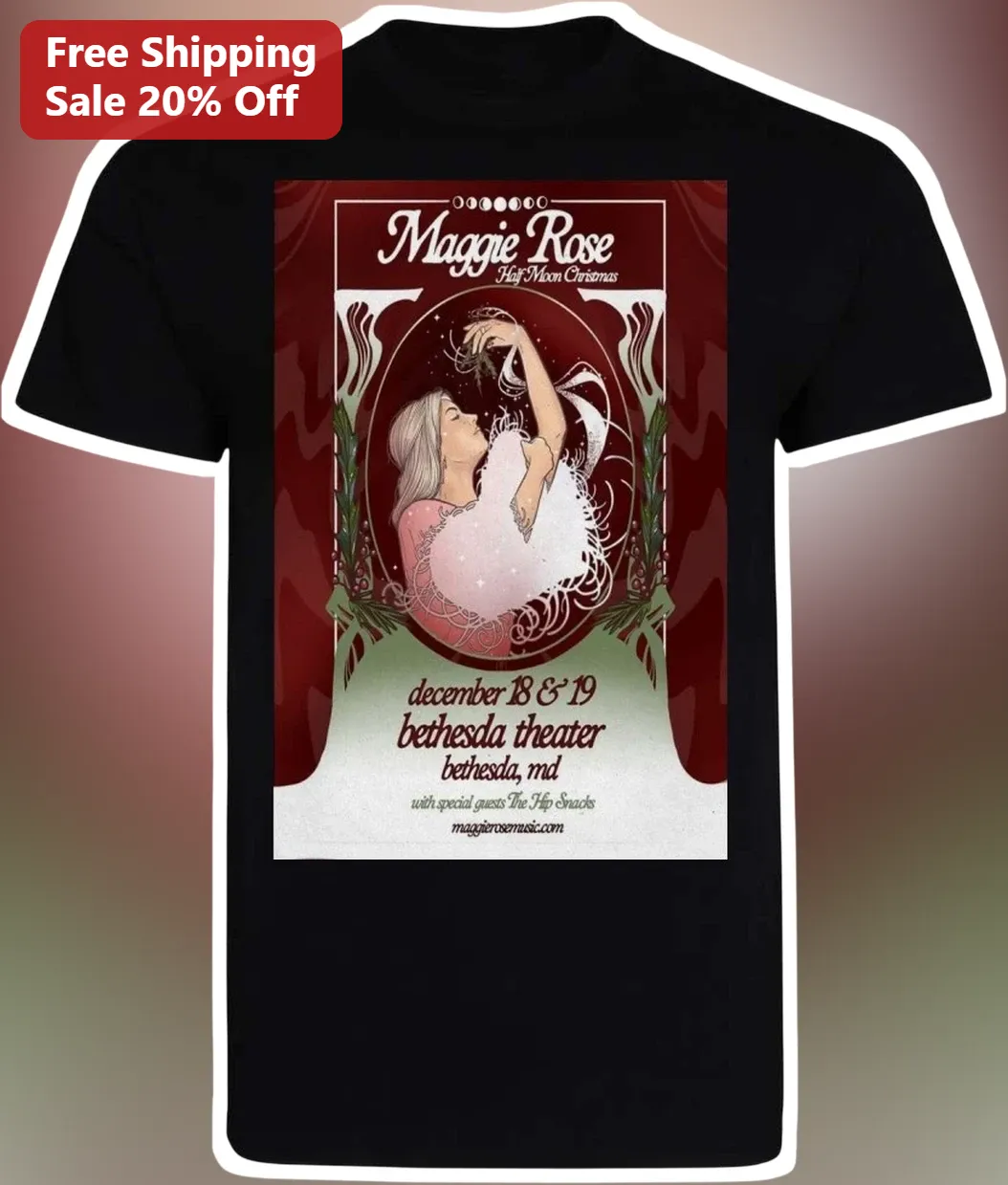 Maggie Rose Half Moon Christmas Tee Vintage Country Music Holiday Gift Shirt