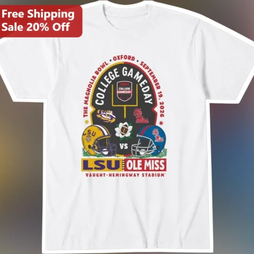 Magnolia Bowl 2026 LSU vs Ole Miss College Gameday Tee ESPN Football Rivalry Shirt