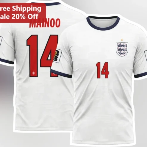 Mainoo Kobbie England Football Fan Graphic Tee Personalized Soccer Jersey Shirt
