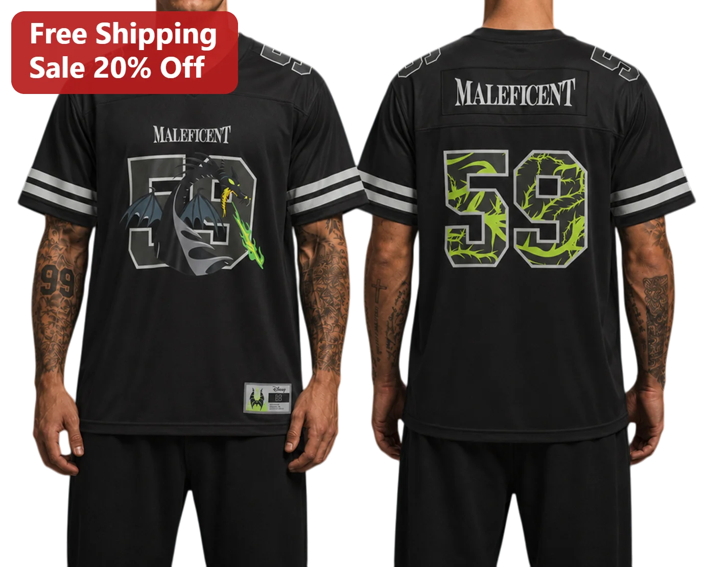 Maleficent Jersey Disney Villains Dragon Football Shirt Halloween Gift for Men
